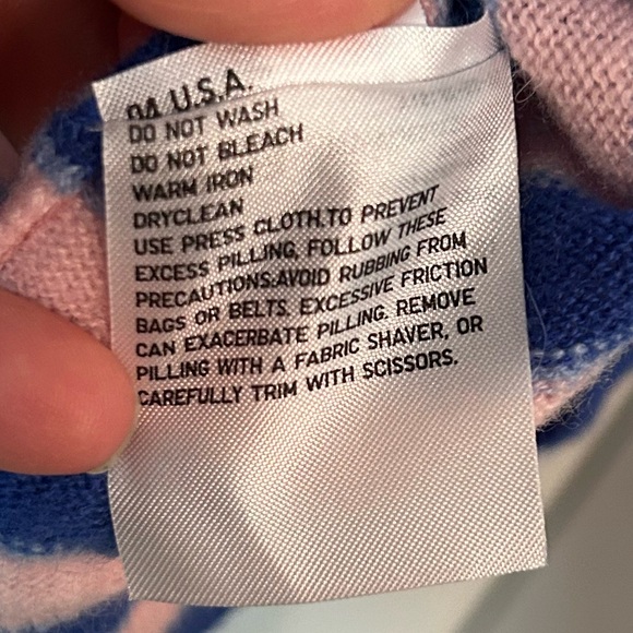 MARNI x Uniqlo The 💯 Cashmere Striped Turtleneck Sweater Cobalt & Pink SZ: M - Picture 7 of 12